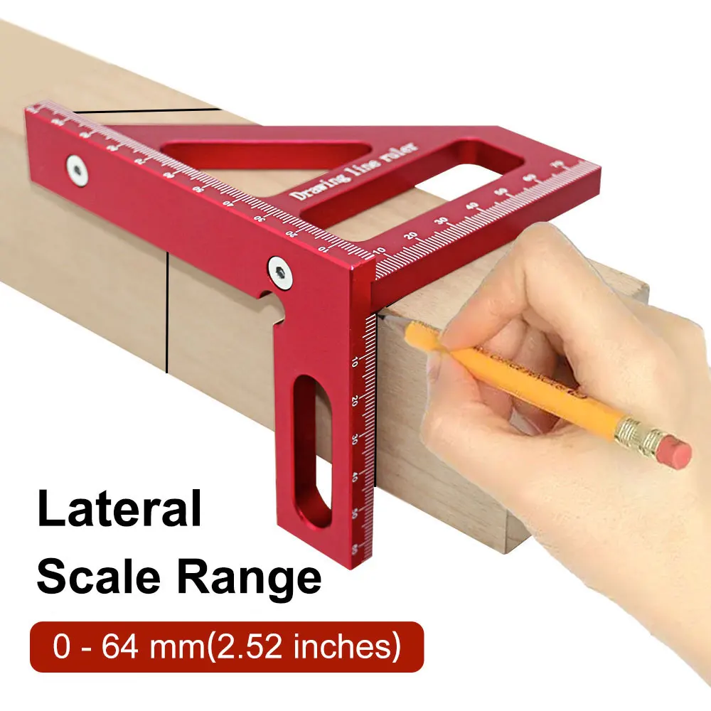 Carpenter Square -Woodworking Square Protractor Aluminum Miter Triangle Ruler 3D Multi Angle 45/90 Degree Layout Measuring Ruler