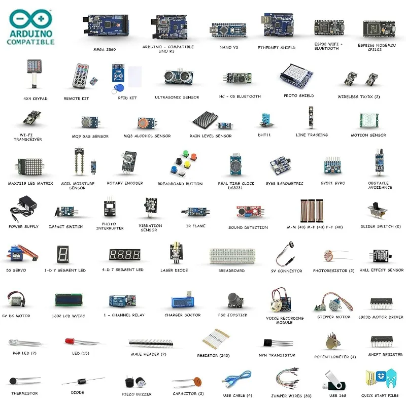 Monster Starter Kit for Arduino Uno Mega Nano, Complete Advanced Set, ESP32, ESP8266, 25 Sensor Modules