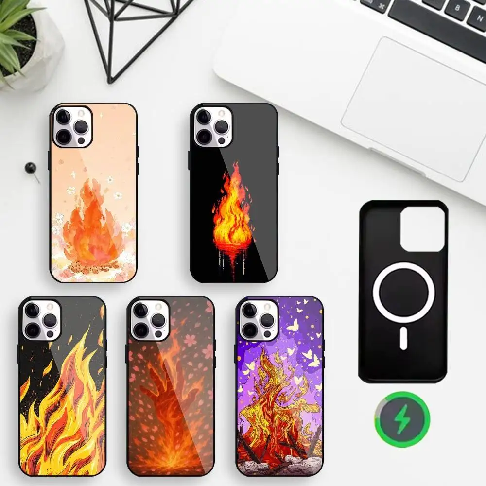 

fire Phone Case For iPhone17,16,15,14,13,12,11 Plus,For Magnetic Wireless Charge Cover
