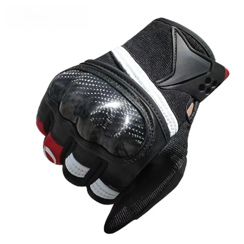 قفازات لمس للدراجات النارية من ألياف الكربون لمعدات ركوب الخيل مقاومة للرياح ومضادة للسقوط وأصابع كاملة مقاومة للاهتراء