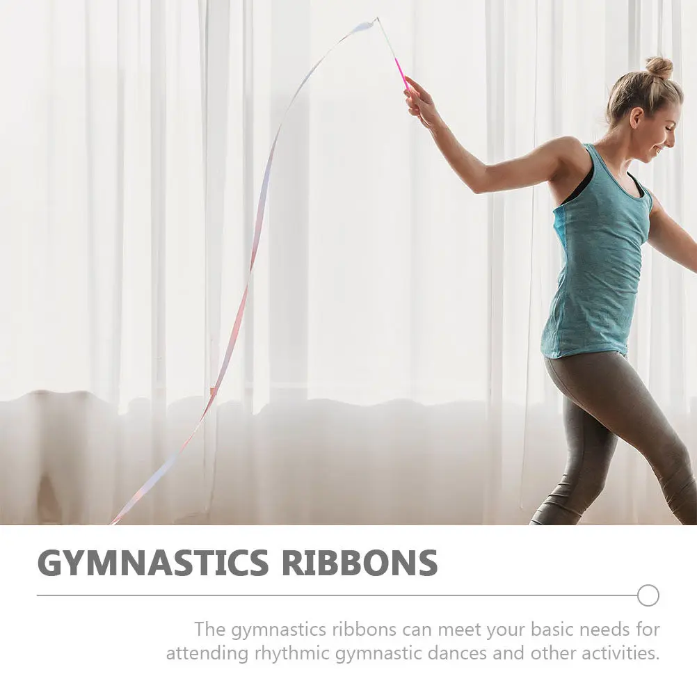 4pcs Glitter Ribbons 4M Rhythmic Gymnastics Ribbon Streamers Twirling Wand Art Dance Ribbons Gymnastics Wands Exercise