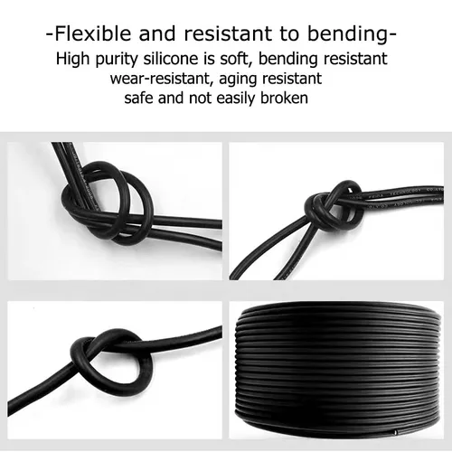 Imagen 2 del producto Cable de alimentación de silicona suave de 5M-50M 12 14 16 18 20 22 24 26 AWG Cable eléctrico resistente al calor Rojo Negro para luz LED de batería de coche