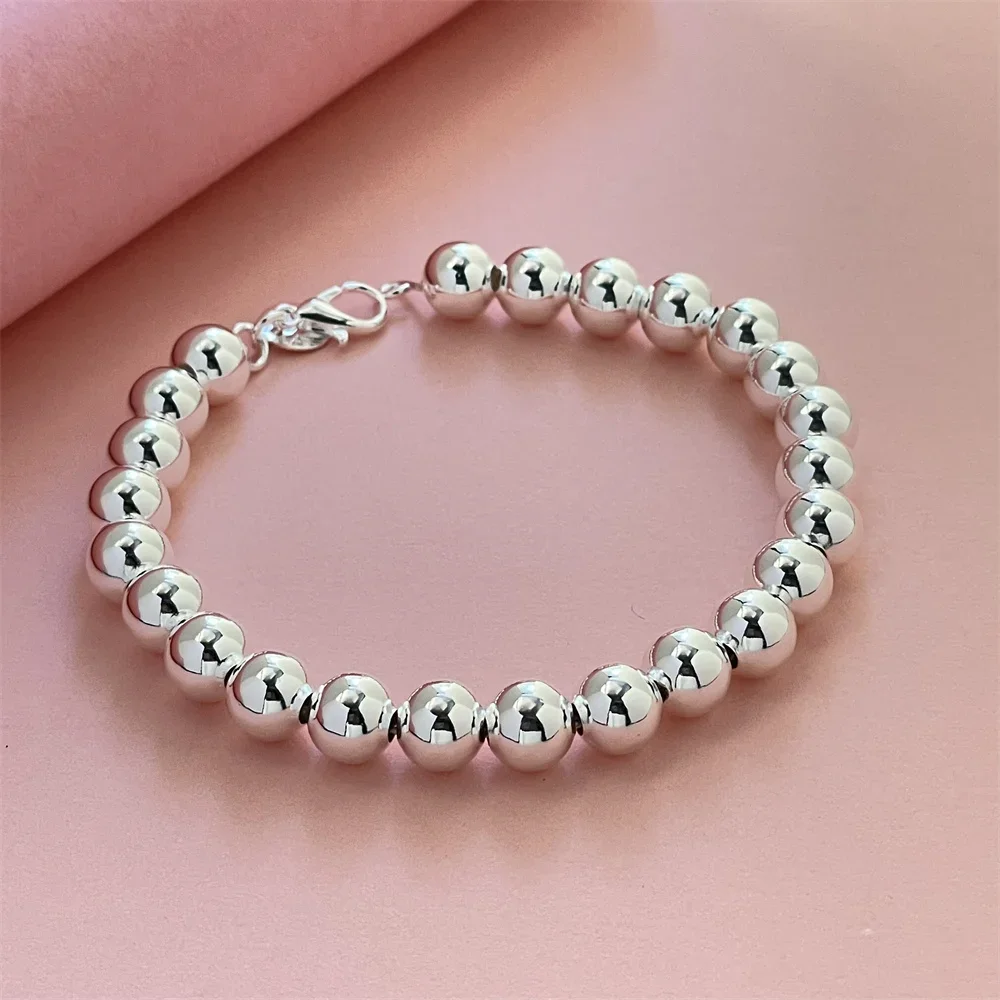 925 Sterling Silver Bracelet Chain 8MM Buddha Beads Fashion Design Products Exquisite Jewelry High Quality Women Wedding