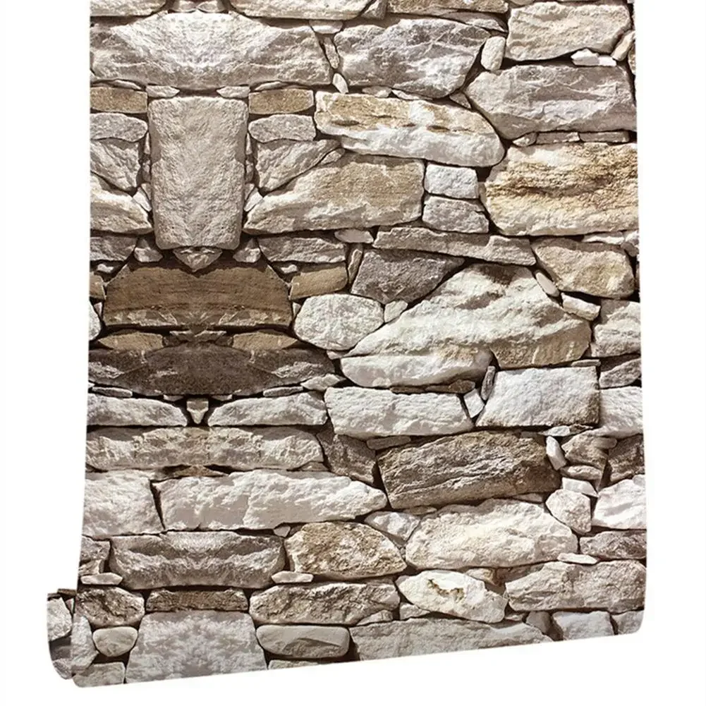 1pc Stone Wall Effcet Self-Stick Wallsticker Roll 3D Effect Vinyl Art For Home Decals Brick Texture Wall Sticker Accessories