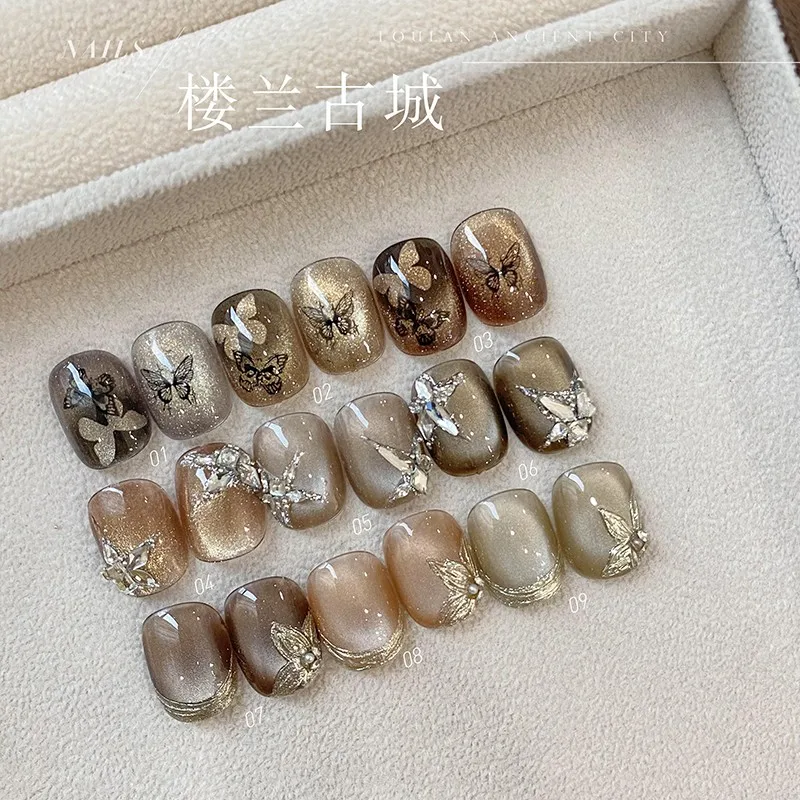 9 Farben Loulan Ancient City Magnetischer Cat-Eye-Gel-Nagellack, dunkelrot, braun, Soak Off Gel-Nagellack-Set, langlebiges Maniküre-Set