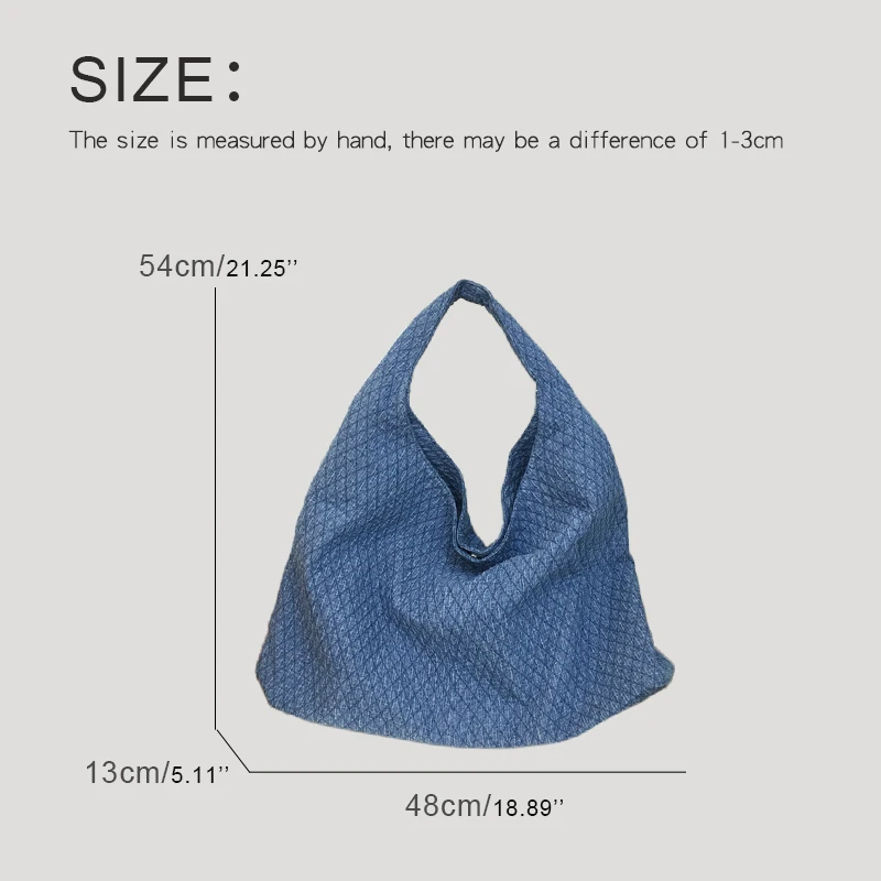 Large Capacity Denim Cloth Bags For Women Luxury Designer Handbag Purse 2024 New In Embroidery Rhombus Pattern Underarm Shoulder