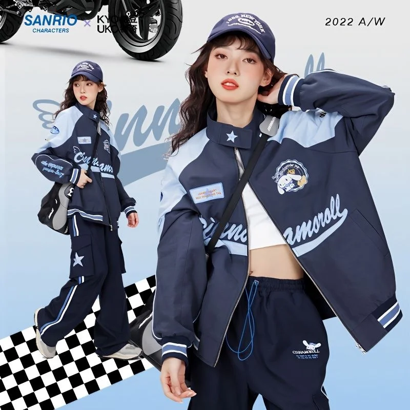 Cosplay Kawaii Biker Punching Cartoon Female Winter Loose Jacket Pants Warm Windproof Jacket Couple Clothes Gift