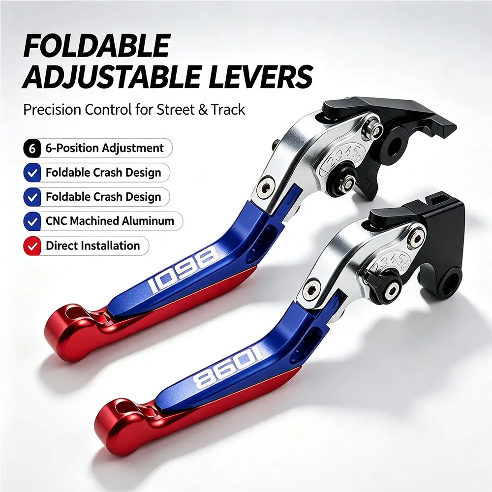 For Ducati 1098/S/Tricolor 2007-2008 Motorcycle Adjustable Folding Extendable Brake Clutch Levers CNC Aluminum Multi Kit Set
