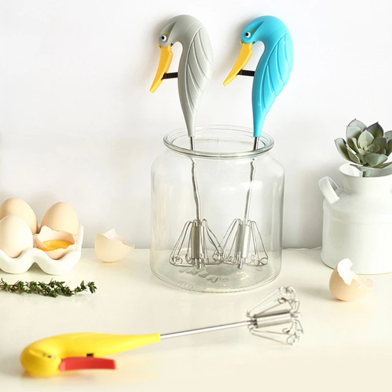 Semi-automatic Egg Beater Stainless Steel Egg Whisk Manual Hand Mixer Self Turning Egg Stirrer Kitchen Accessories