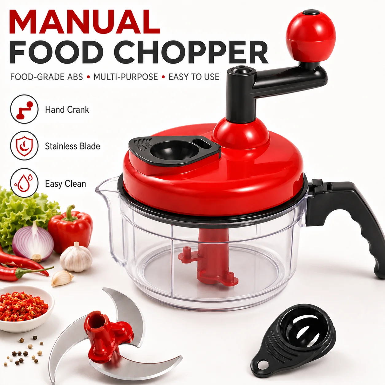 Manual Food Chopper Quick Hand Crank Vegetable Processor Onion Garlic Dicer Mincer Egg Mixer Blender Meat Grinder Kitchen Tools