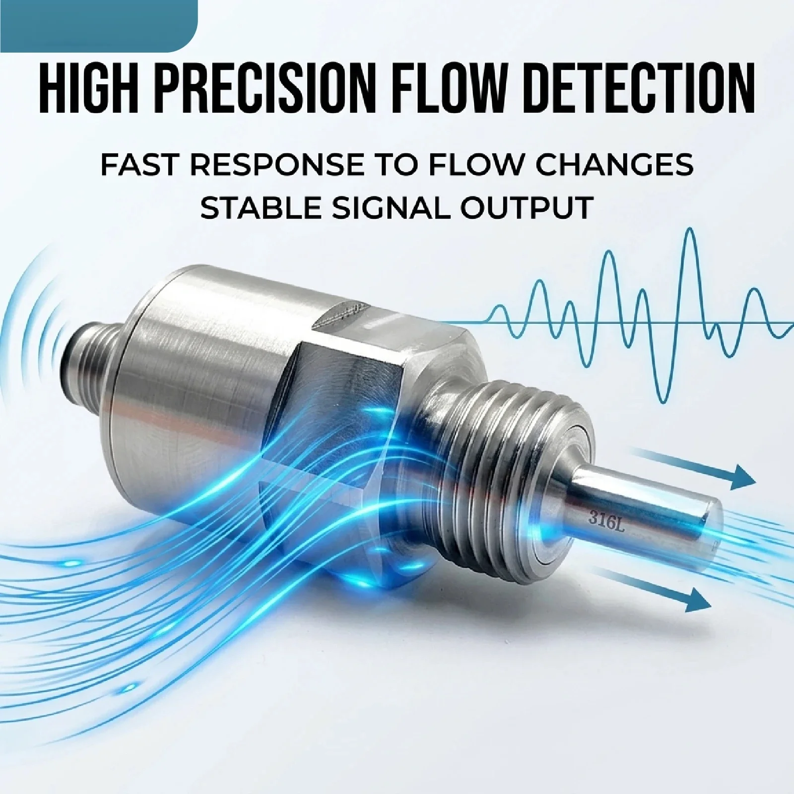 Thermal Flow Switch Sensor Pnp Npn Output 24v Water Flow Detector 0.3-0.5m Per Second Pipeline Monitoring System