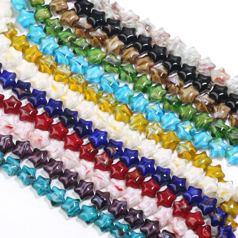 20 قطعة 12 مللي متر الملونة Lampwork الزجاج الخرز ستار Charms الخرز DIY بها بنفسك صنع المجوهرات الحرفية سوار أقراط الاكسسوارات اليدوية #2