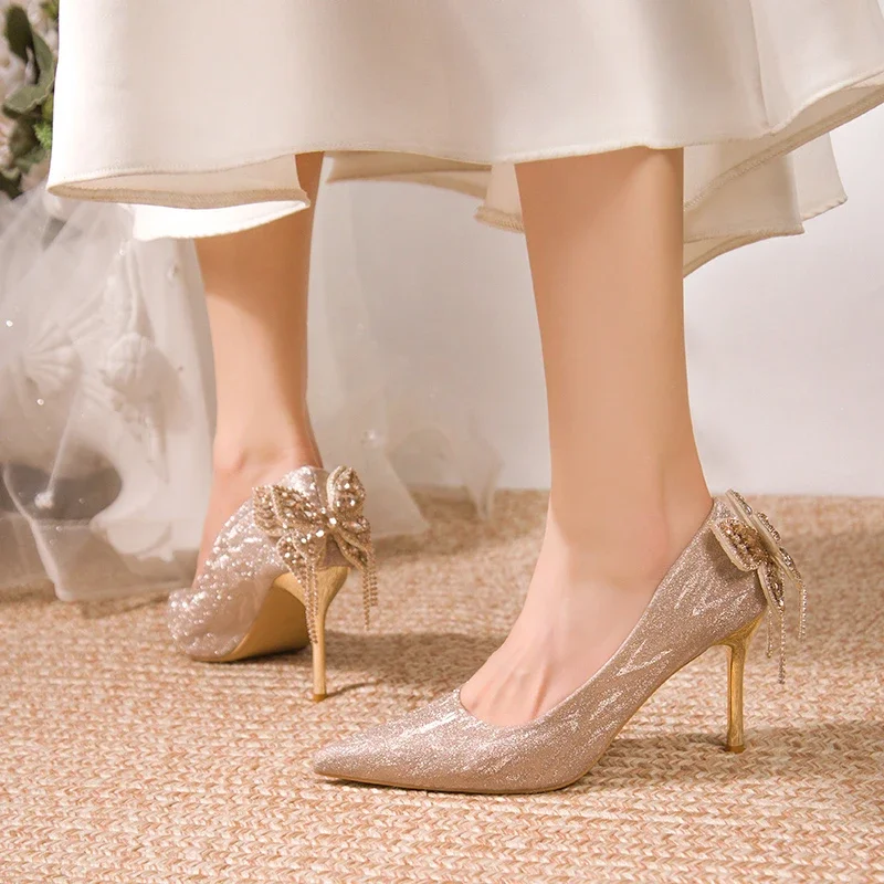 

Женские туфли-лодочки без шнуровки с острым носком, свадебные туфли, модные модные пикантные элегантные туфли на высоком каблуке, женские туфли на тонкой шпильке для вечеринок