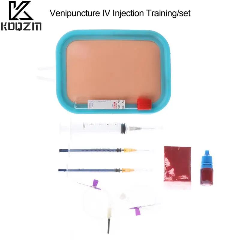 Nurses Intravenous Venipuncture IV Injection Training With Blood Returning Package Pad Silicone Wound Skin Suture Training Model