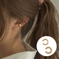 Unique Fake Piercing Metal Ear Clips Asymmetry Round Cartilage Ear Clip for Women Girl Fashion Ear Cuff Jewellery Christmas Gift