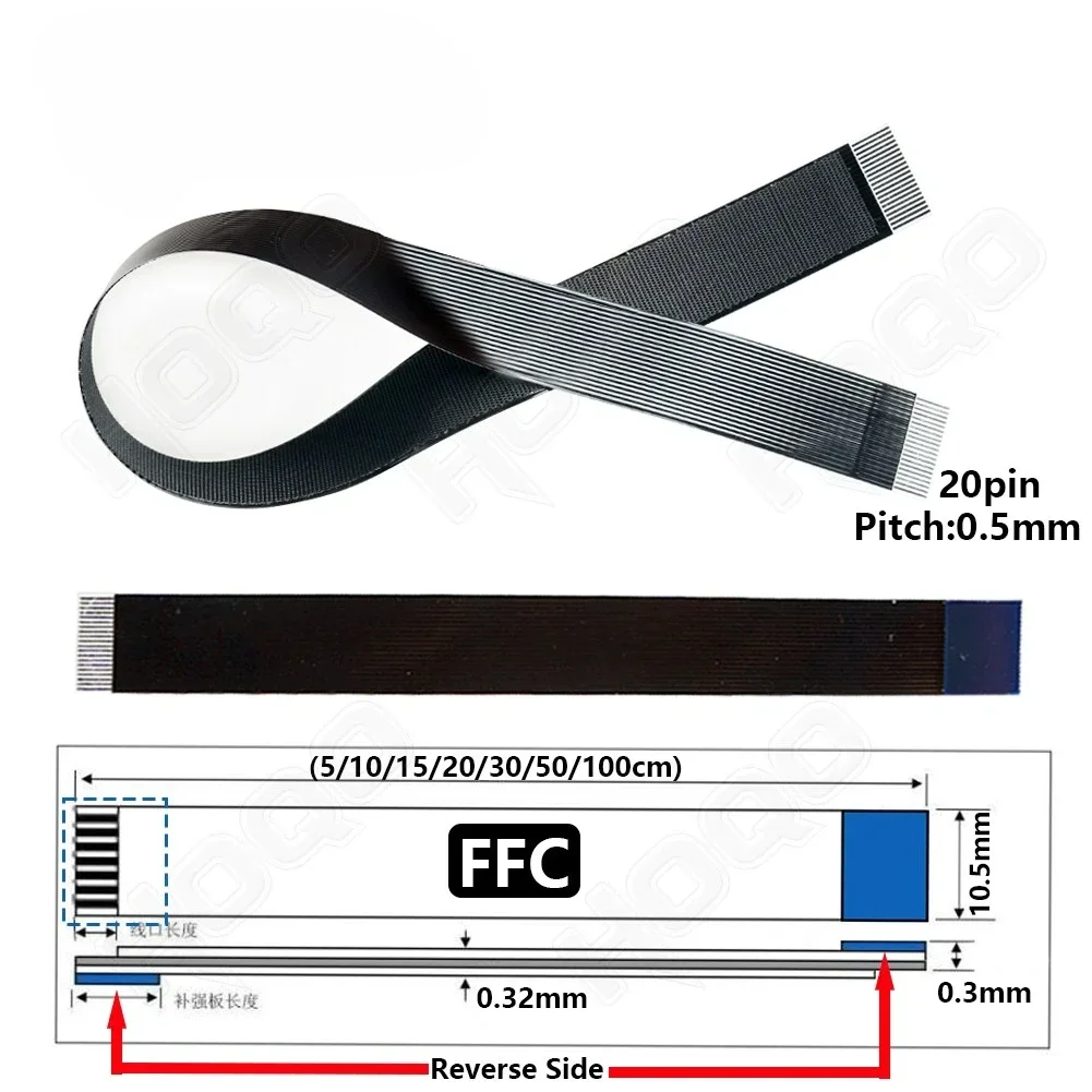 Ribbon FPV HDMI-Compatible Connector Flexible Flat Cable for Raspberry Pi 4 Micro HD/Mini HD to HD Female 20pin FFC