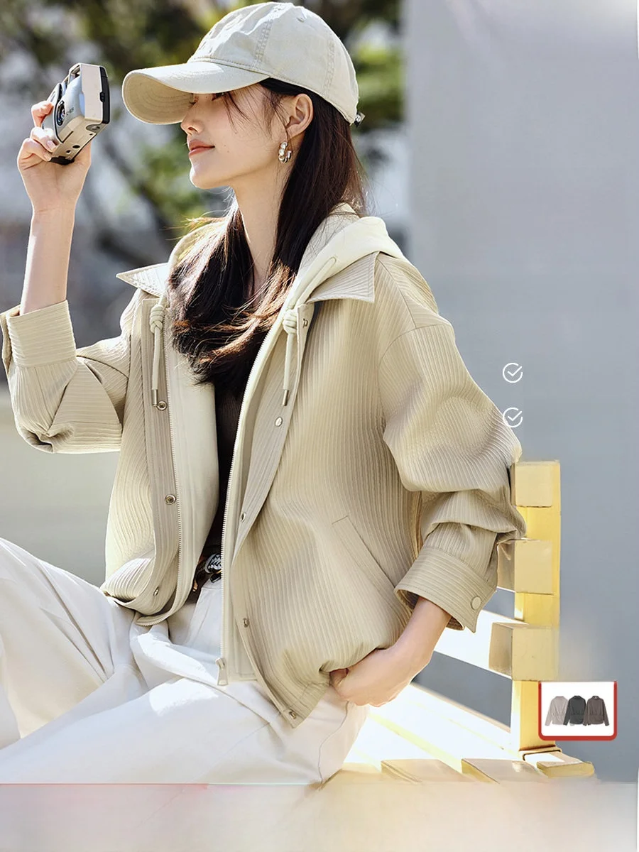 

XWI Commuter Sle ort Outerwear Women's Faion Faux Two-Piece Texture Sensation Spring 2026 Color Blo Layering Top