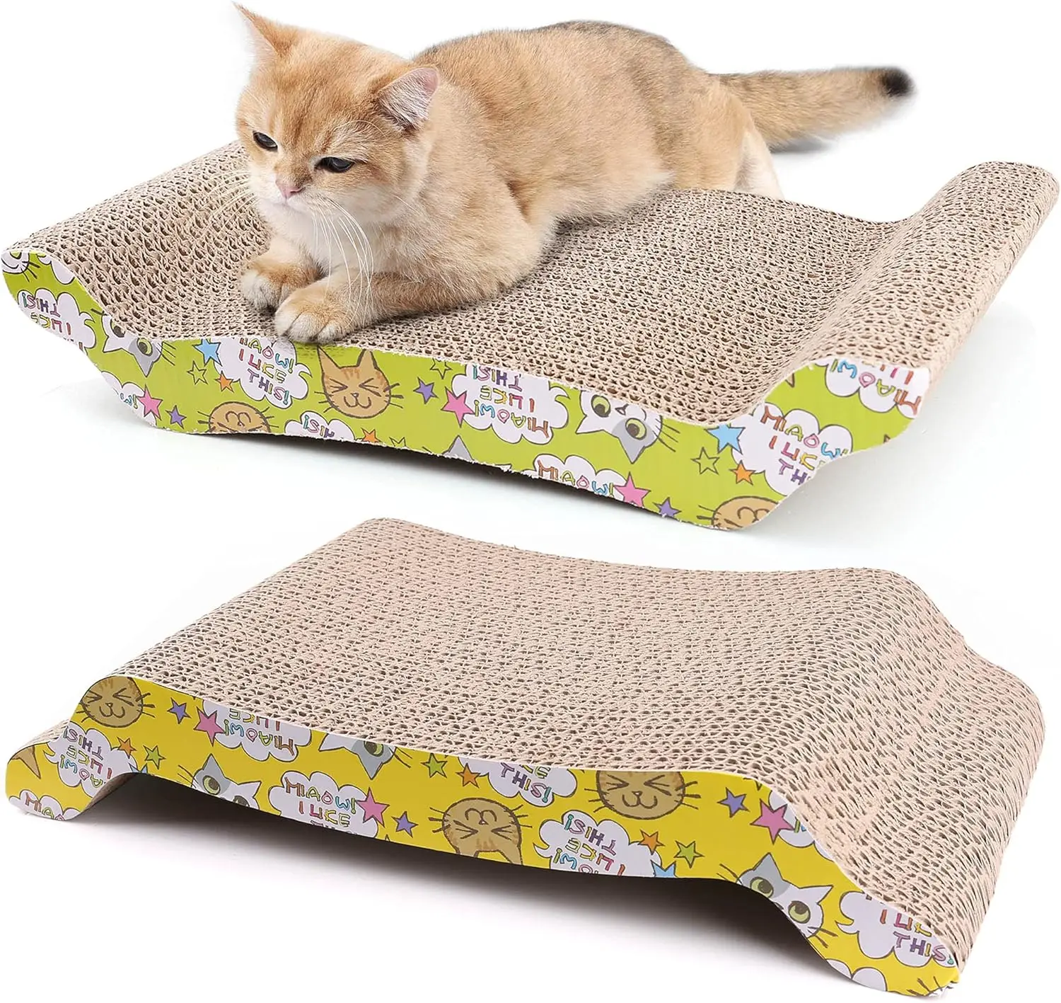 

Cat Scratching Board, 2 Pack Cat Scratcher Cardboard, Cat Scratch Pad for Indoor Cats, Cat Scratcher Couch Lounge Sofa B