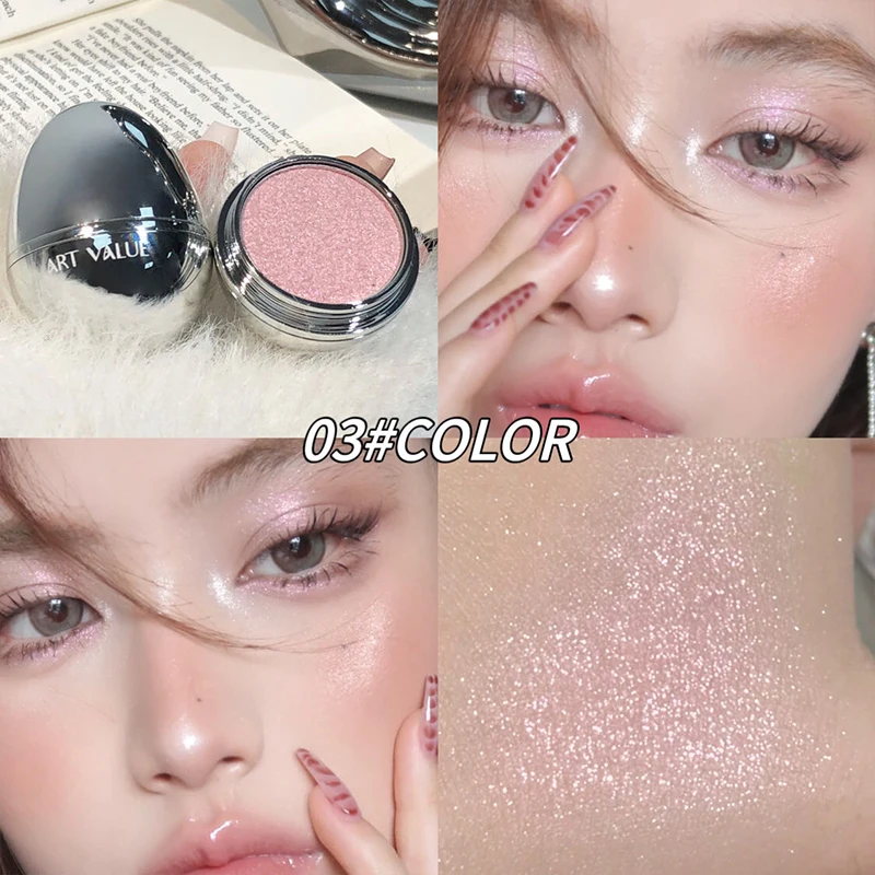 Paleta de iluminador facial de 4 cores, paleta de iluminador facial de alto brilho, acabamento de brilho natural, pó cozido suave com brilho de pérola