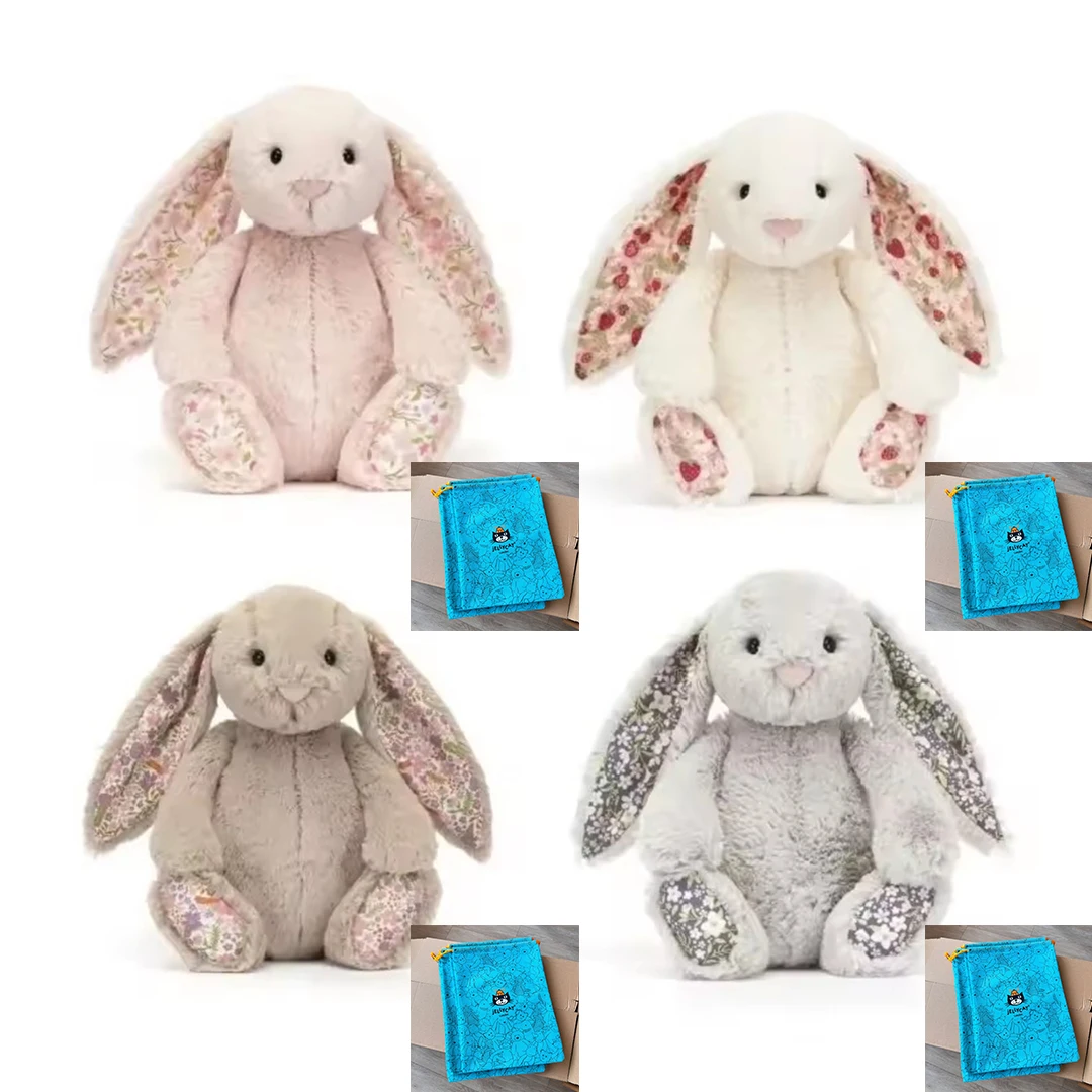 Hot Jc Bonnie Rabbit knuffel met bloemenoren Kawaii gevulde pop zacht bankkussen kinderverjaardagscadeau kamerdecoratie