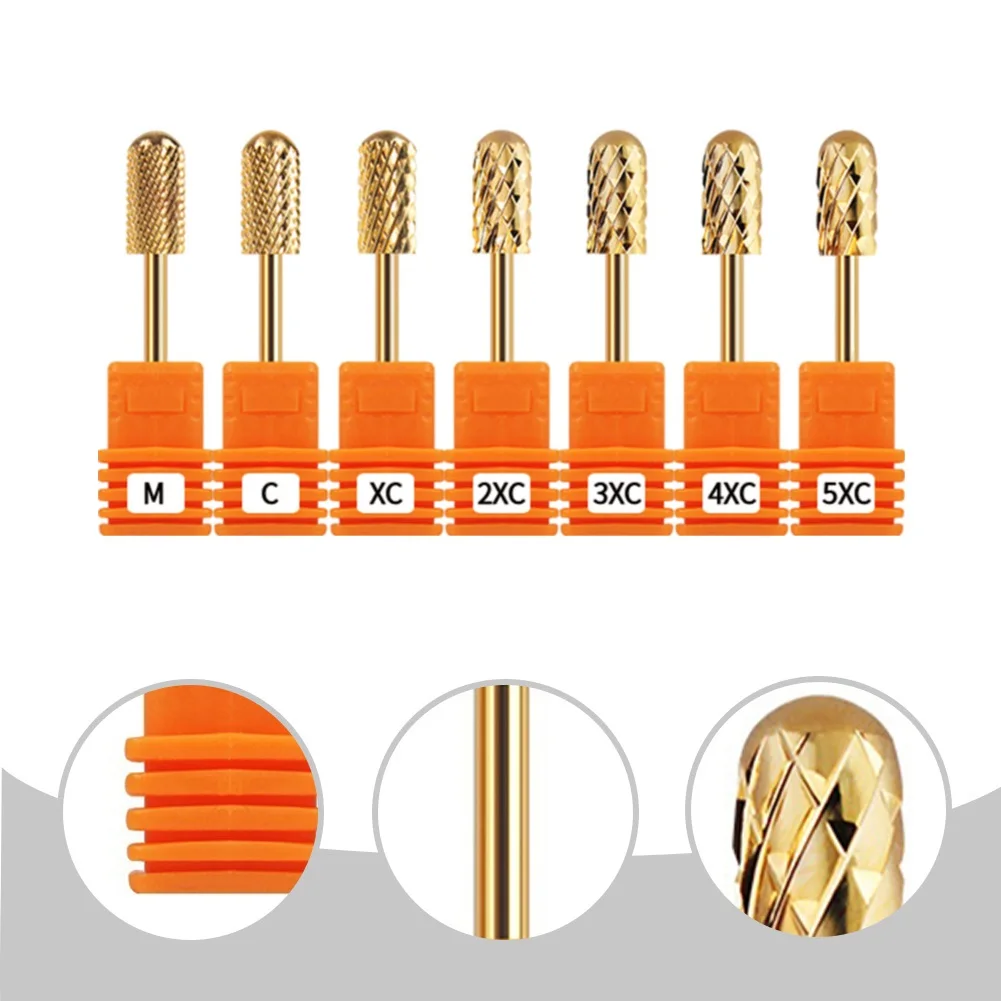 Milling Cutter Golden Tungsten Carbide Nail Drill Bits For Electric Nail Drill Manicure Machine Pedicure Nail Files Accessories