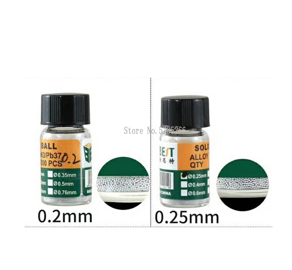 1 Bottles BGA Reballing Balls ( 0.25 0.3 0.35 0.4 0.45 0.5 0.55 0.6 0.65 ) BGA Solder Ball leaded For BGA Rework Repair Tools