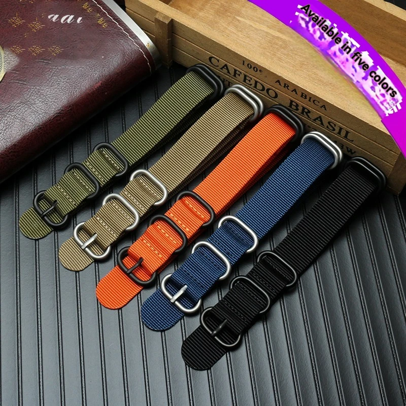 thickened canvas nylon watch strap for men, waterproof watch strap 18 20 21 22 23 24mm