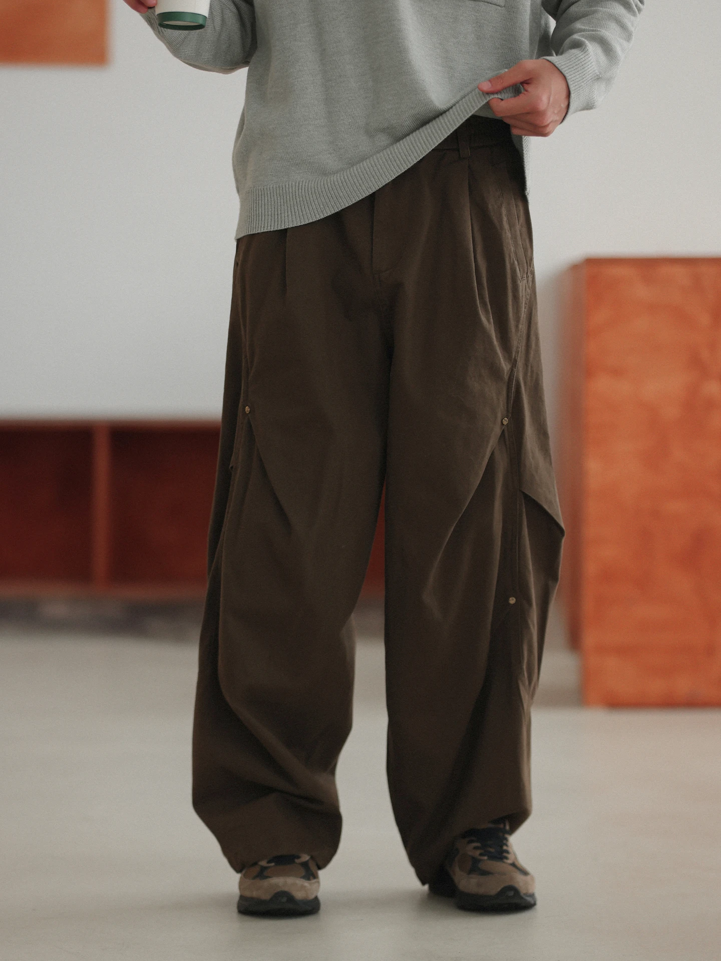 

Брюки NOEARS в японском стиле, свободные, рабочие, с эластичным поясом, длинные, весна-осень, винтажные, прямые, повседневные, цветные