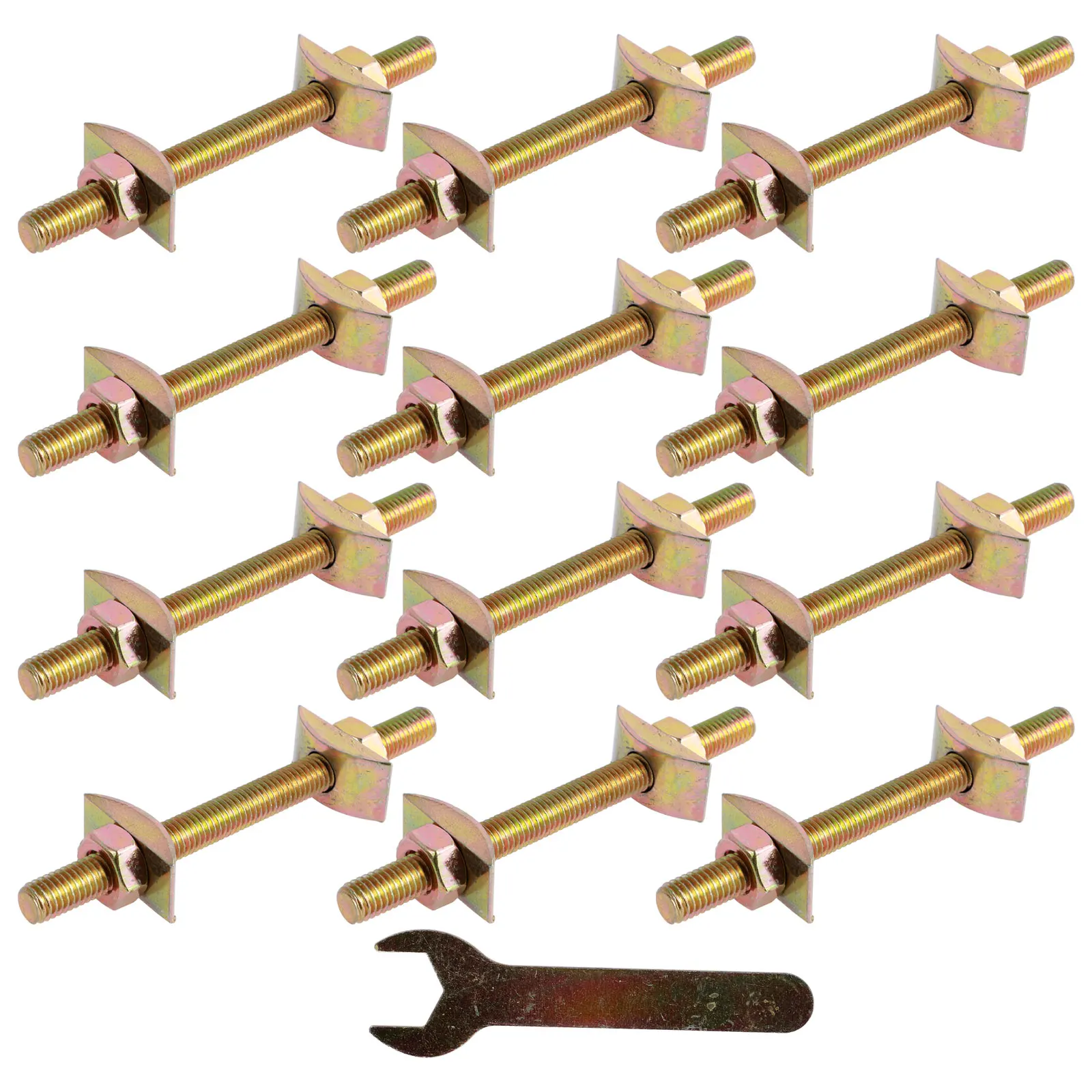 12set Table Top Fasteners Alloy Steel Countertop Connectors Joint Connector Kit Drawbolt Countertop Flip with Wrench for Cabinet