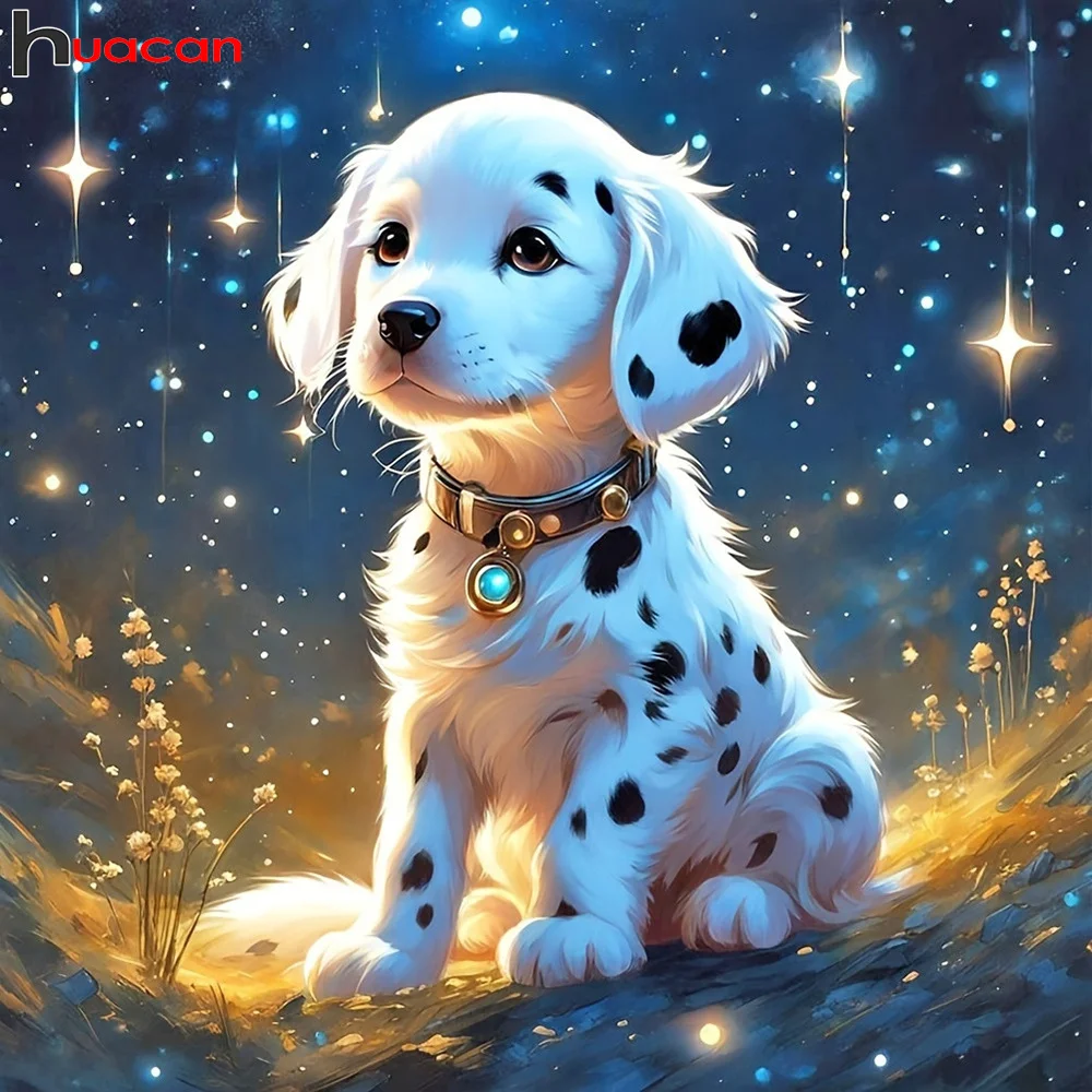 

Huacan 5d Diamond Painting Animal Dog Full Embroidery Starry Sky Cross Stitch Kit Decoration For Home