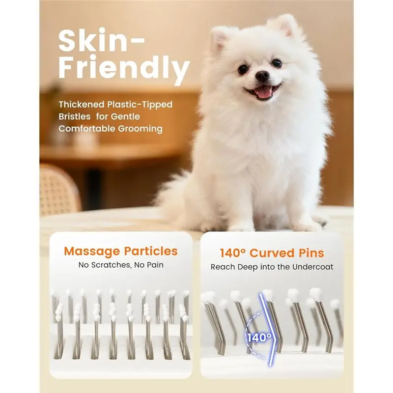 ABVG-Vacuum Dog Brush For Shedding, Self Cleaning Slicker Brush For Dogs& Undercoat Rake For Dogs, Deshedding Grooming Tool