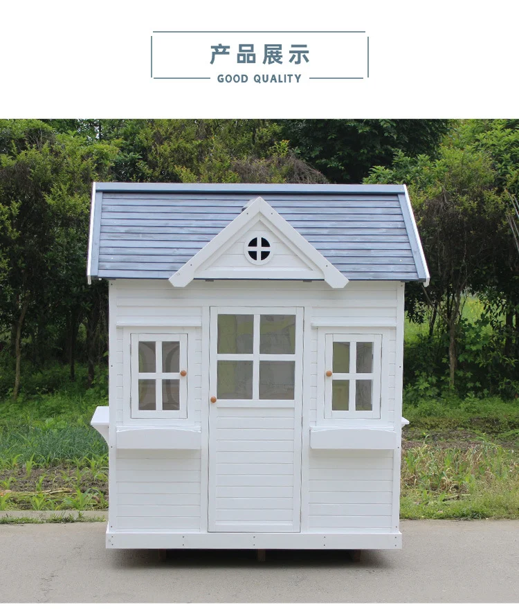 Wood Kids Outdoor Playhouse-Easily Assembled Customizable Size
