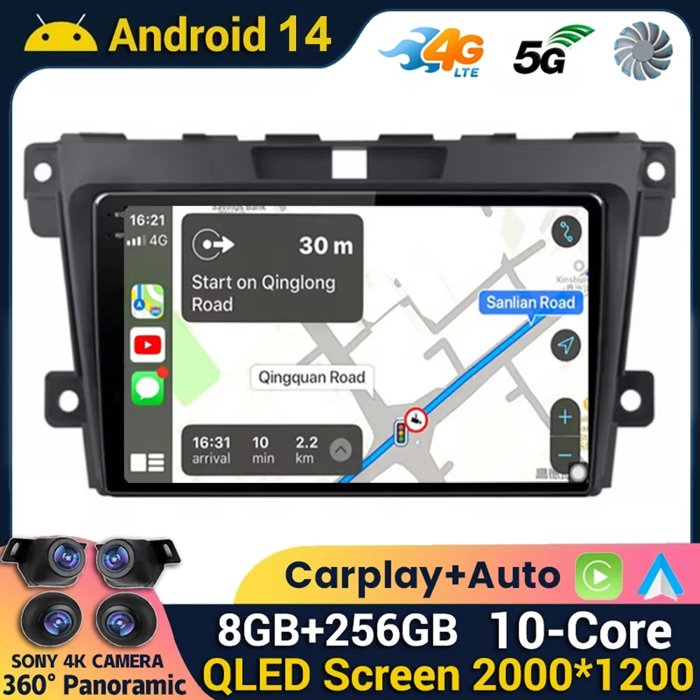

Android 14 Carplay Car Radio For MAZDA 2007 2008 2009 2010 - 2014 CX-7 CX7 CX 7 Navigation GPS Multimedia Player stereo wifi BT