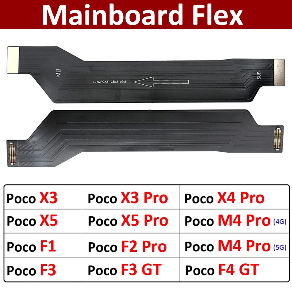 New For Xiaomi Mi Poco F1 F2 F3 F4 GT X3 X4 X5 M4 Pro 4G 5G Main Main Motherboard Flex Cable Replacement parts