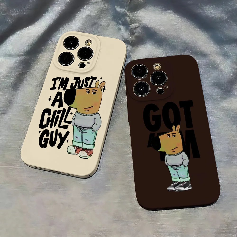 Cartoon I'm Just A Chill Guy Phone Case for iPhone 16 15 14 13 12 11 Pro Max XS XR XSMax 6 7 8 Plus Glossy Film Hard PC Cover