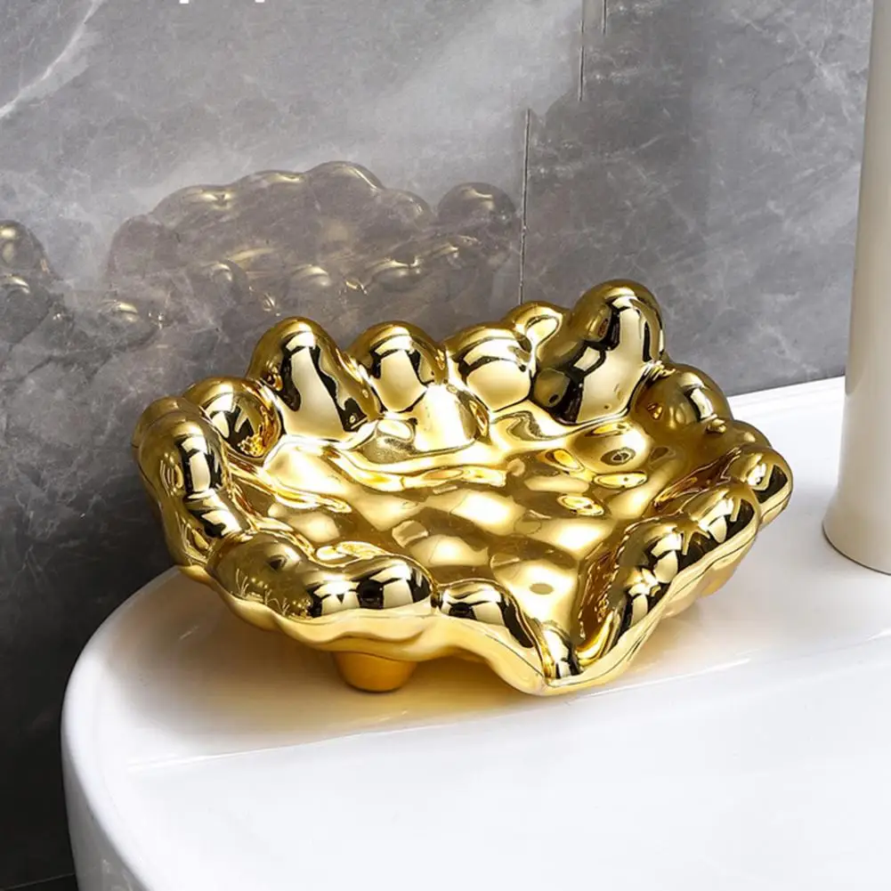 Soap Box Electroplate Convenient Punch Free Storing Cloud Shape Keep Tidy Soap Storage Dish Bathroom Gadget Daily Gold Chrome