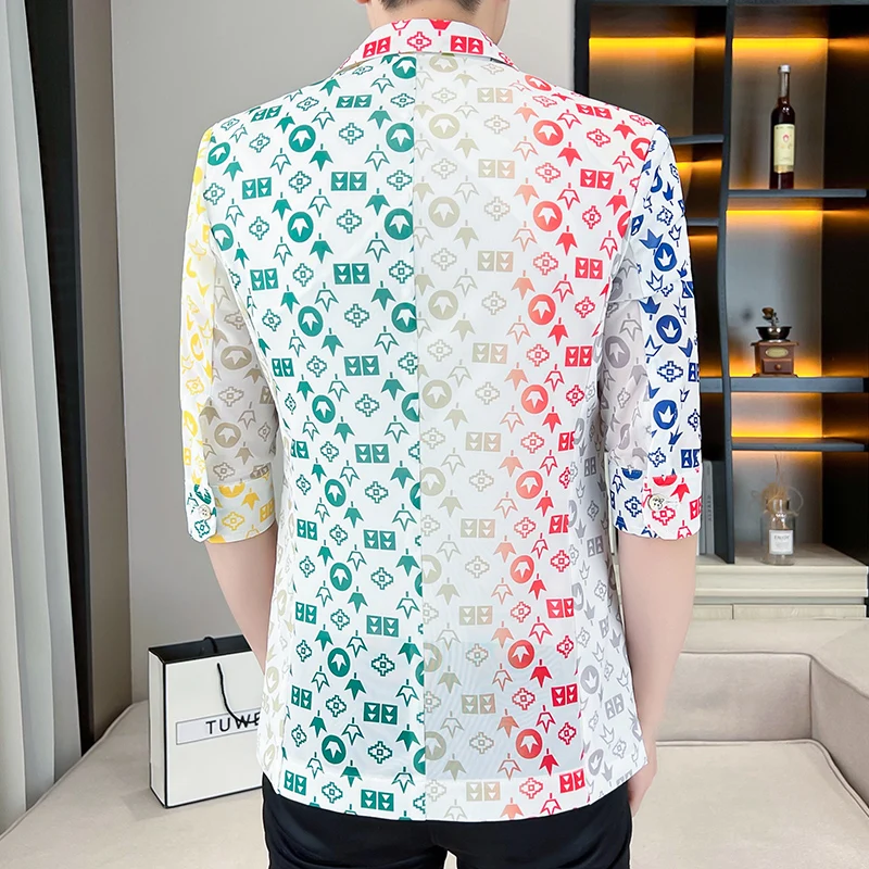 2025 ファッショントレンド男性ブレザーカジュアル半袖スーツコートメンズシンプルな固体オールマッチブレザーファッショナブルな男性トップス