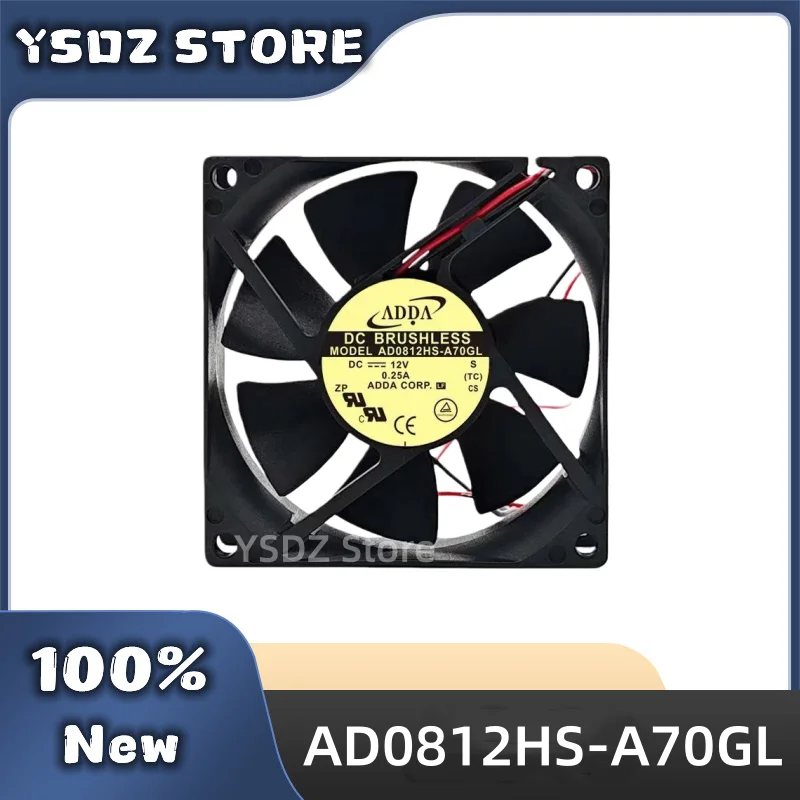 AD0812HS-A70GL 2-wire DC12V 0.25A 80*80*25MM For ADDA New Original Cooling fan Fast Shipping