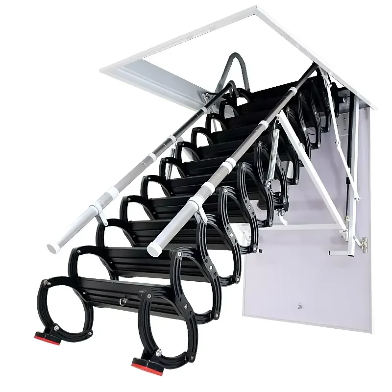 STLF GAOBU Modern Indoor Folding Attic Invisible Telescopic Ladder Carbon Steel 300kg Load Capacity 12.5ft Extended Height
