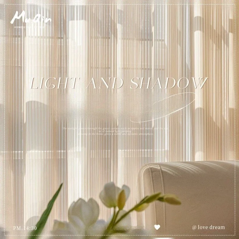 French Cream Style Fantasy Gauze Fashion Elegant Curtains Light-transmitting and Opaque White Gauze Living Room Bay Window
