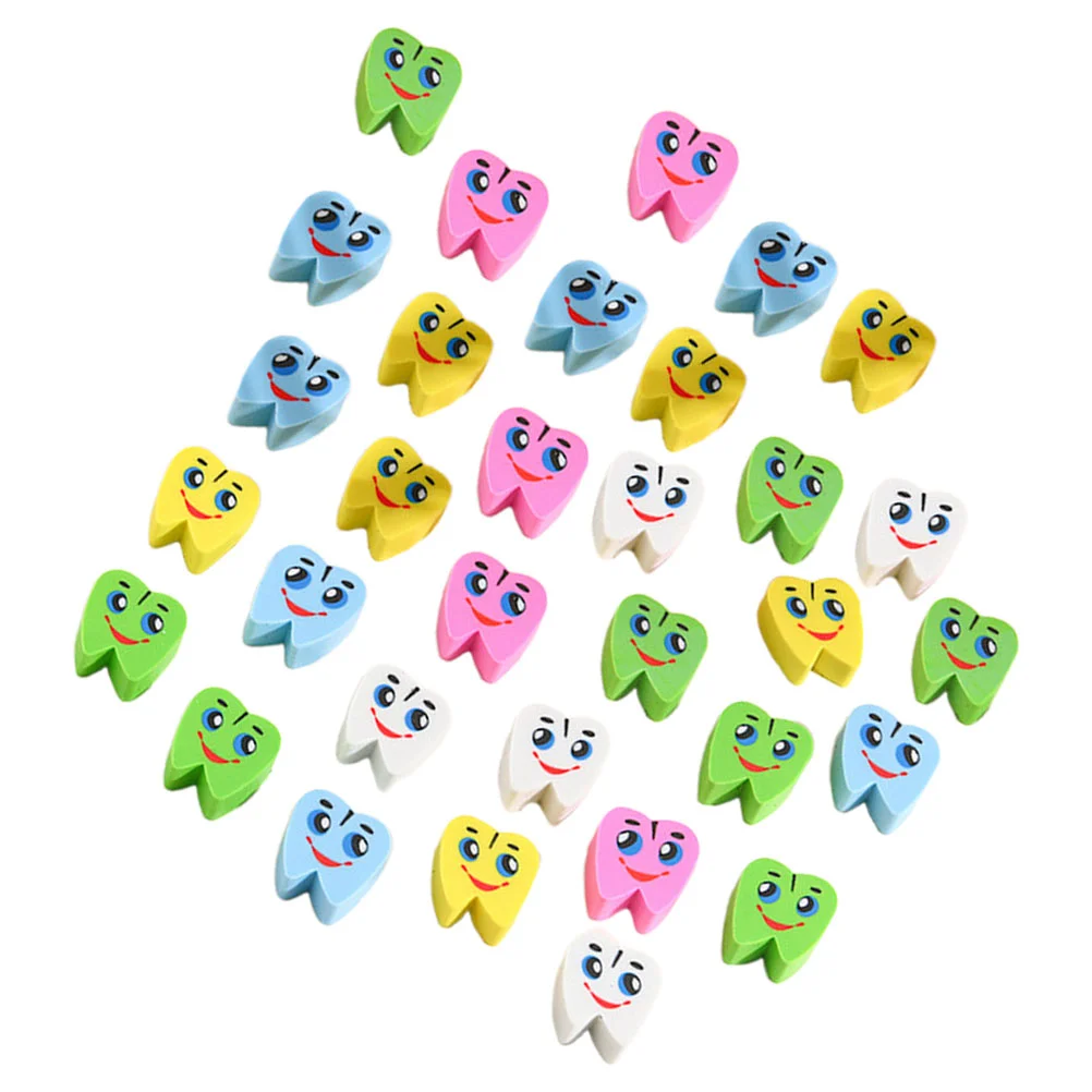 60 Pcs Dental Eraser Delicate Erasers Stick Fun for Kids Bulk Cartoon Tiny Pencils Cute Adorable Tooth