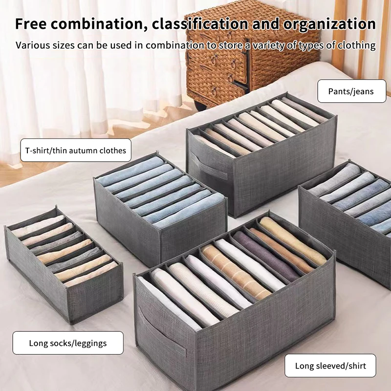 

Ящик для хранения в шкафу, складной ящик для хранения нижнего белья, перегородка, ящик для хранения джинсов, шкаф для хранения одежды