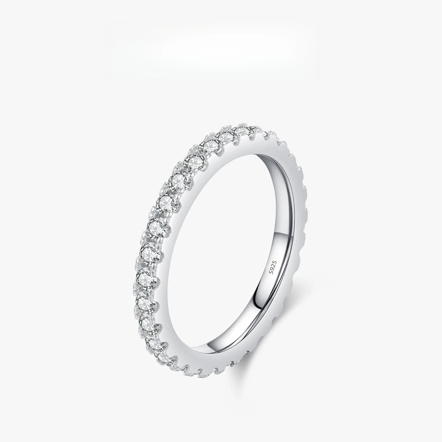 

Luxury D Color Moissanite Band Stackable Ring For Women Real 925 Sterling Silver Wedding Jewelry With Exquisite Box Gift