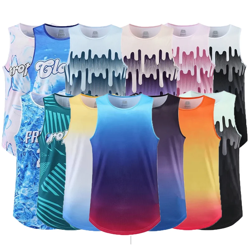 Adult Men Women Running Outdoor Shirts Tight Gym Tank Top Fitness Sleeveless T-shirts Sport Exercise Basketball Vest Clothes 056