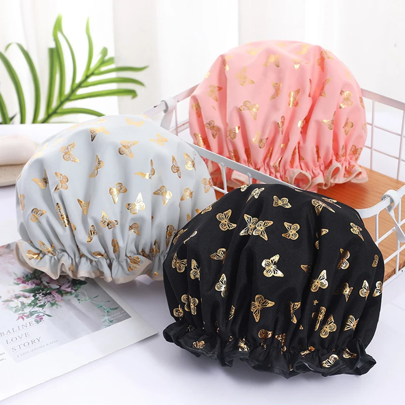 Touca de banho para mulheres, touca de banho à prova d'água para cabelo, touca de banho para mulheres, touca de banho xym004