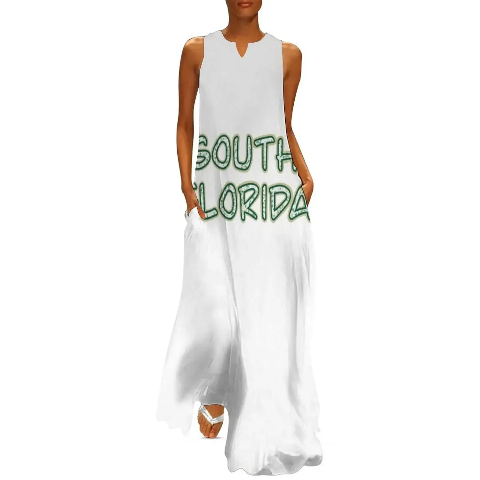 

University Of South Florida- White Long Dress prom clothes Female clothing Evening dresses Dress