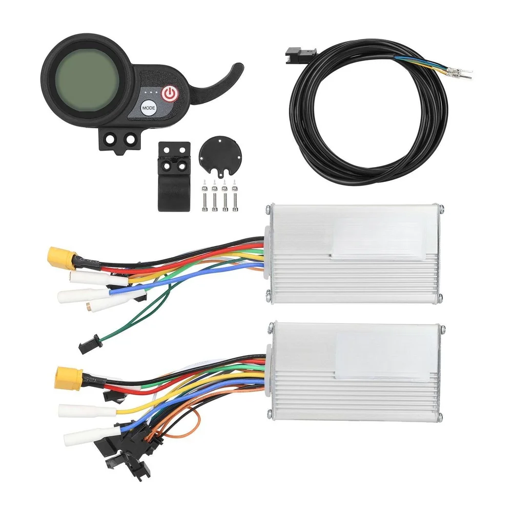 

Electric Scooter Dual Drive Controller Kit 60V 25A with LCD Meter and Flat Head Wiring Harness for A+B Brushless Motor Systems