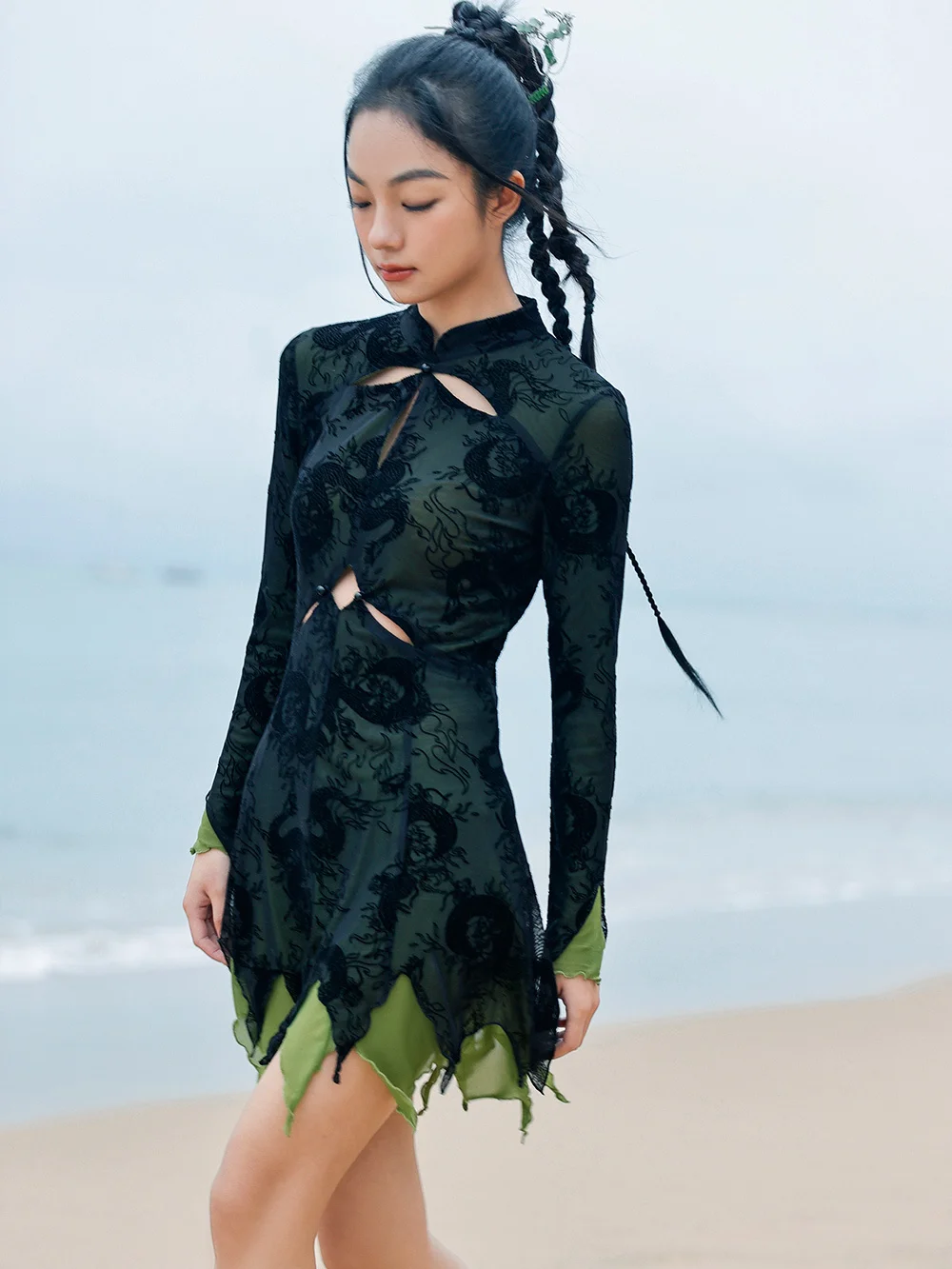 Imagem -02 - Umi Mao-vestido Fino de Malha Estilo Chinês para Mulheres Saia Preta Curta Vestidos Elegantes Y2k Primavera Novo 2023