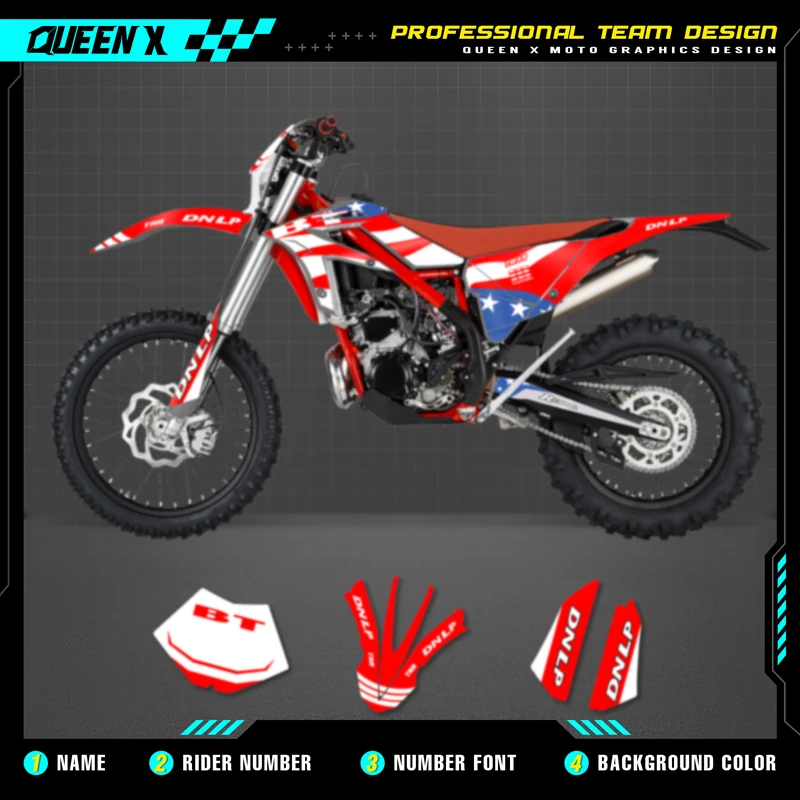 

QUEEN X MOTO Motorcycle Team Graphics Decal Sticker Kit For BETA Xtrainer 2015 2016 2017 2018 2019 002