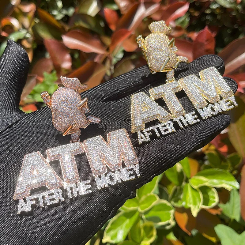 الهيب هوب 5A + تشيكوسلوفاكيا حجر معبد بلينغ مثلج خارج ATM حقيبة المال قلادة قلادة للرجال مغني الراب مجوهرات الذهب والفضة اللون #6